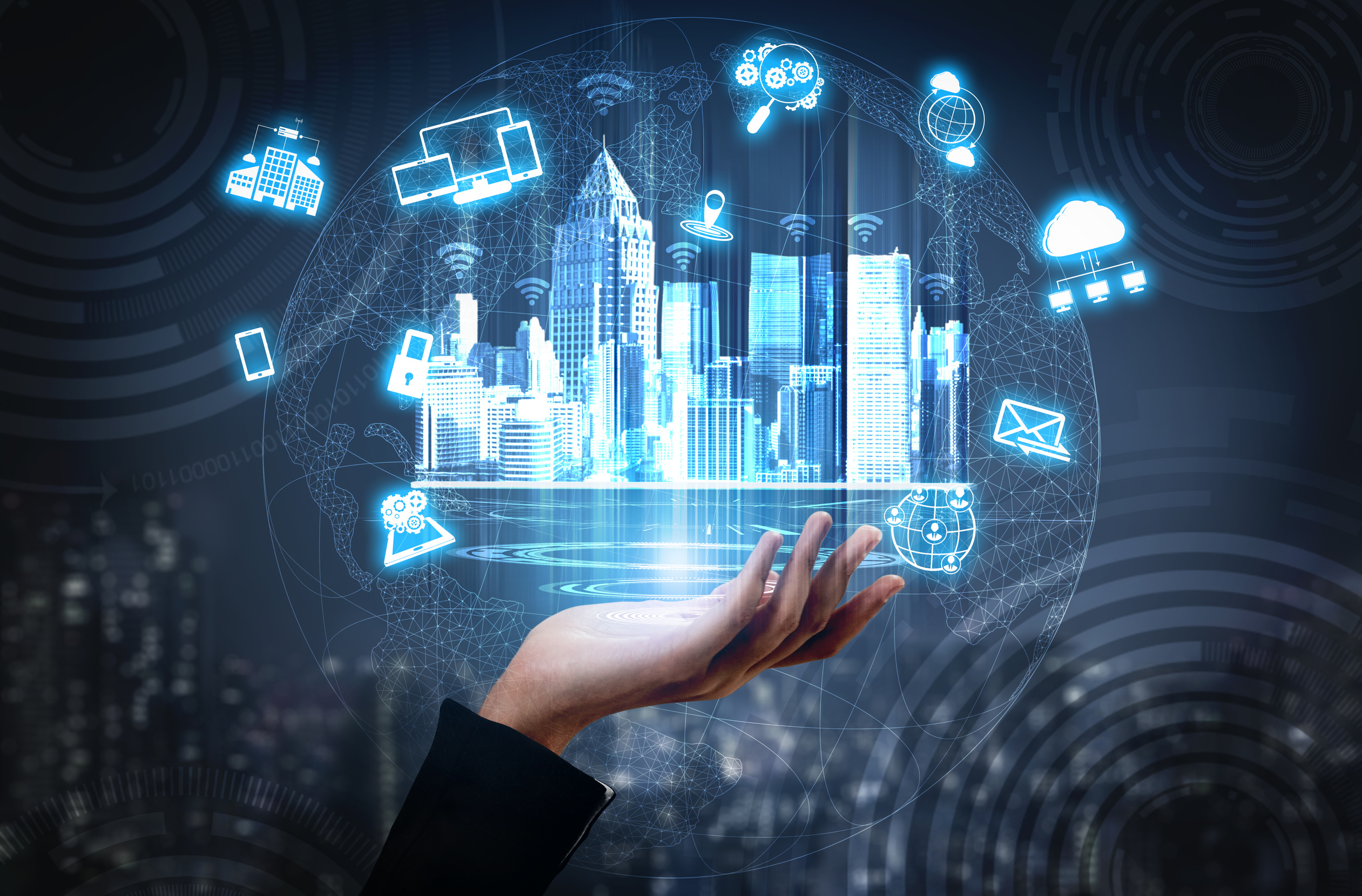 Smart City and internet technology concept.
